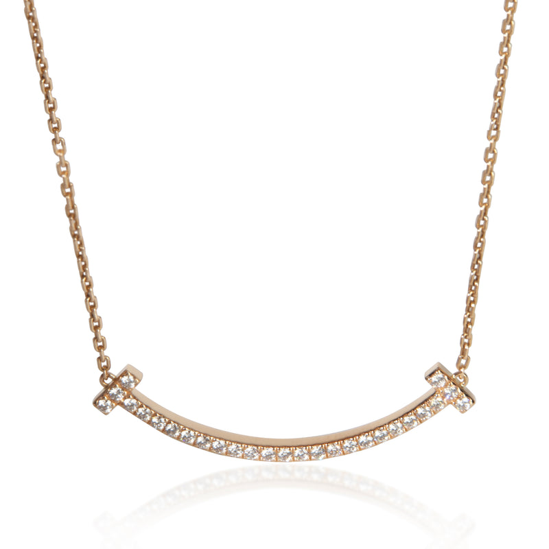 Tiffany & Co. Rose Gold Diamond Medium Model Tiffany T Smile Necklace fv