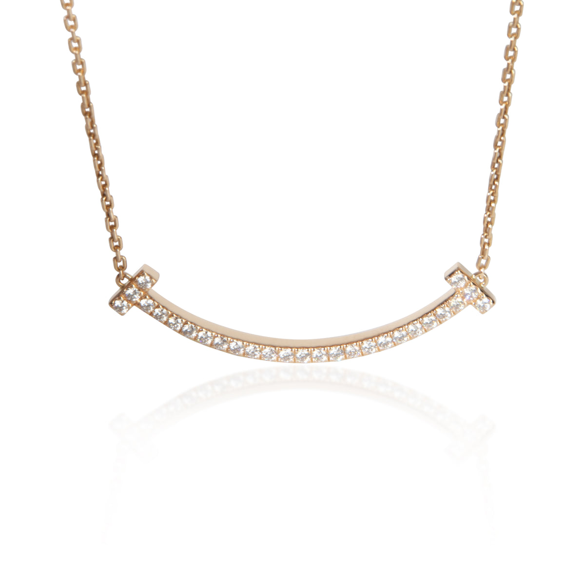 Tiffany & Co. Rose Gold Diamond Medium Model Tiffany T Smile Necklace sv