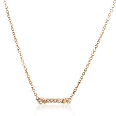 Tiffany & Co. Rose Gold Diamond Fluer De Lis Bar Necklace fv