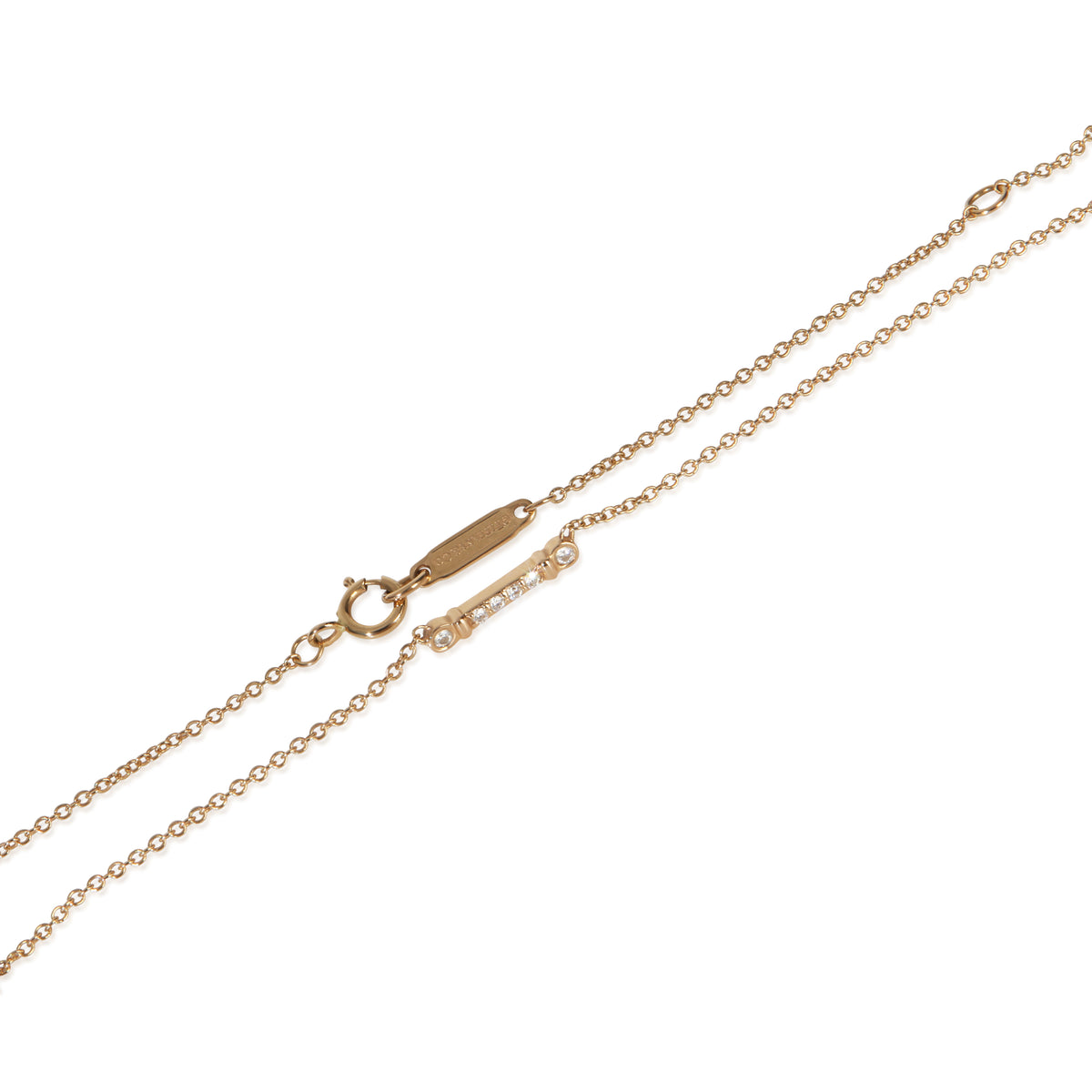 Tiffany & Co. Rose Gold Diamond Fluer De Lis Bar Necklace sv