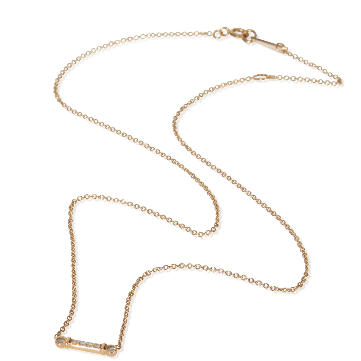 Tiffany & Co. Rose Gold Diamond Fluer De Lis Bar Necklace pv