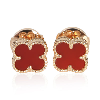 Van Cleef & Arpels Rose Gold Carnelian Sweet Alhambra Earrings fv