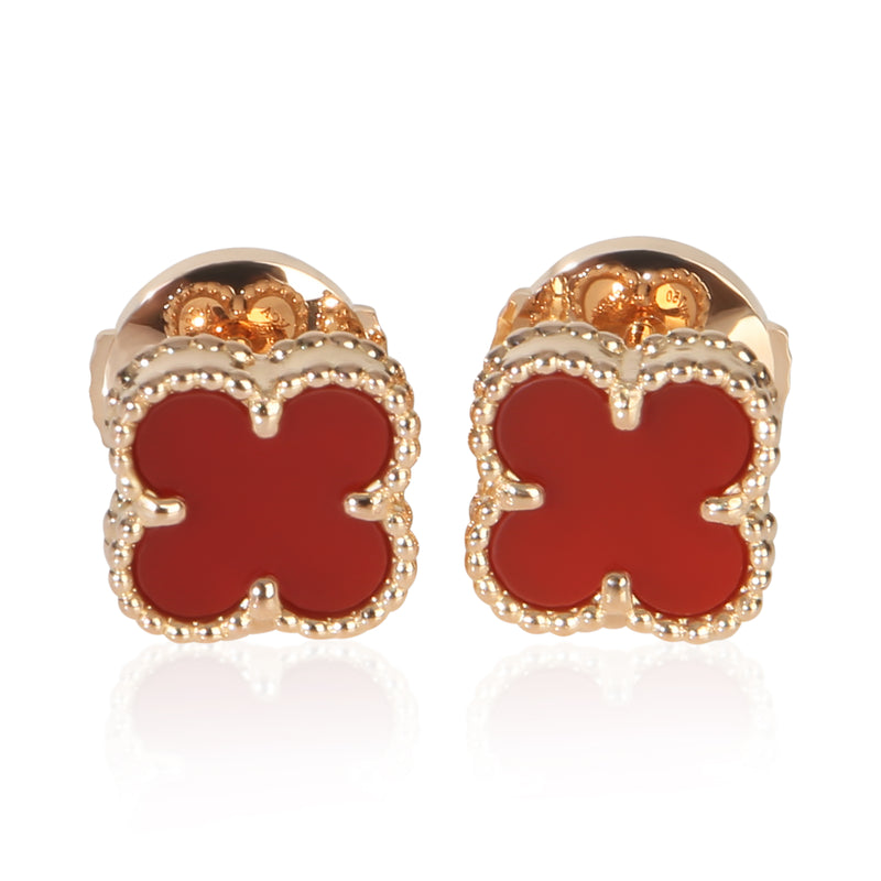 Van Cleef & Arpels Rose Gold Carnelian Sweet Alhambra Earrings fv