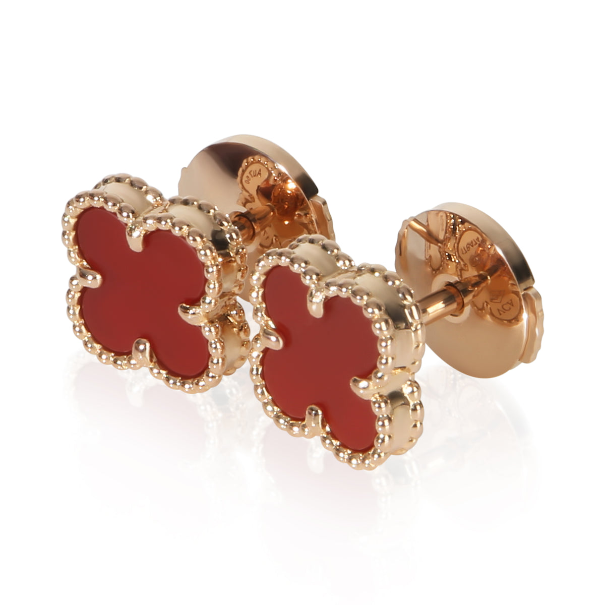 Van Cleef & Arpels Rose Gold Carnelian Sweet Alhambra Earrings sv