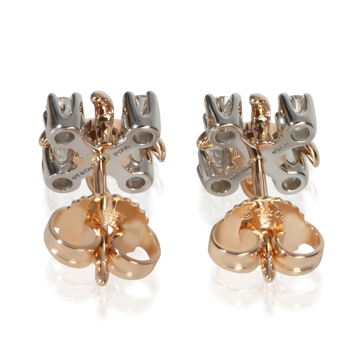 Tiffany & Co. Rose Gold & Platinum Diamond Sixteen Stone Earrings pv