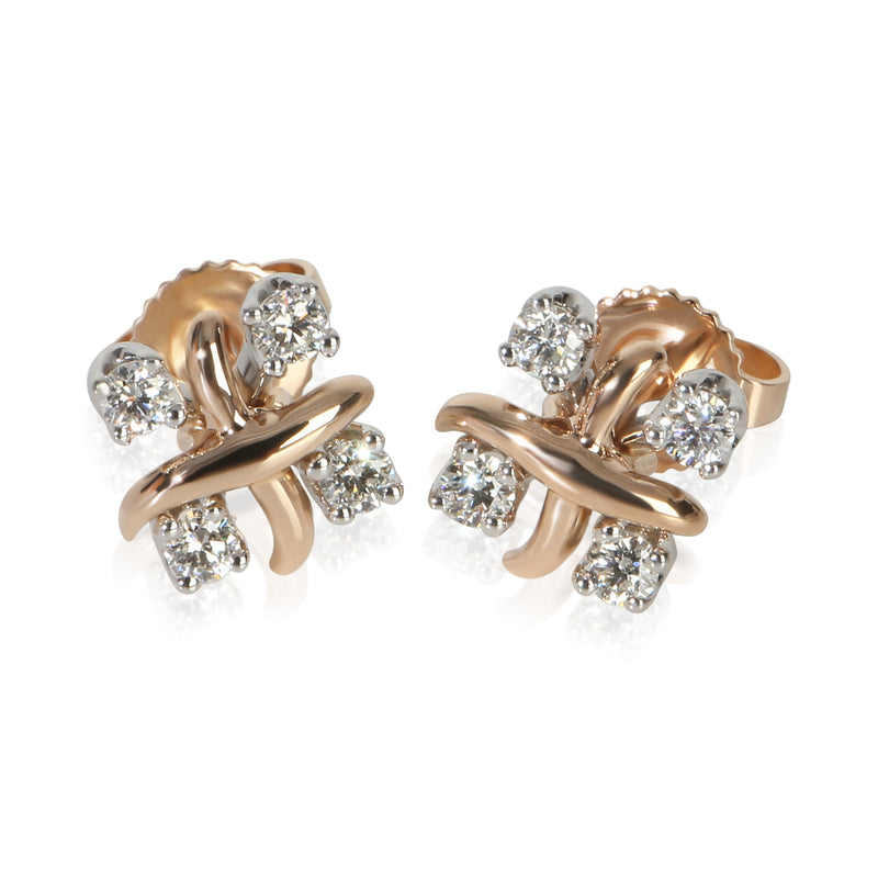 Tiffany & Co. Rose Gold & Platinum Diamond Sixteen Stone Earrings fv