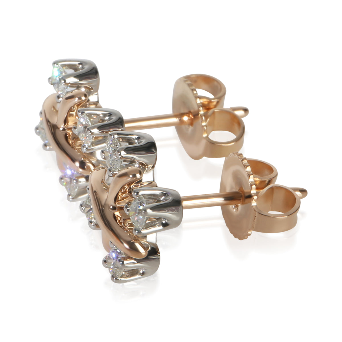 Tiffany & Co. Rose Gold & Platinum Diamond Sixteen Stone Earrings sv