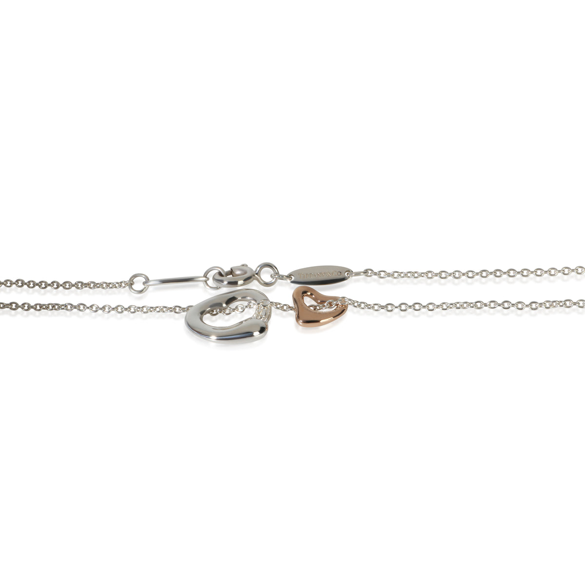 Tiffany & Co. Rose Gold & Sterling Silver  Elsa Peretti Open Heart Pendant sv