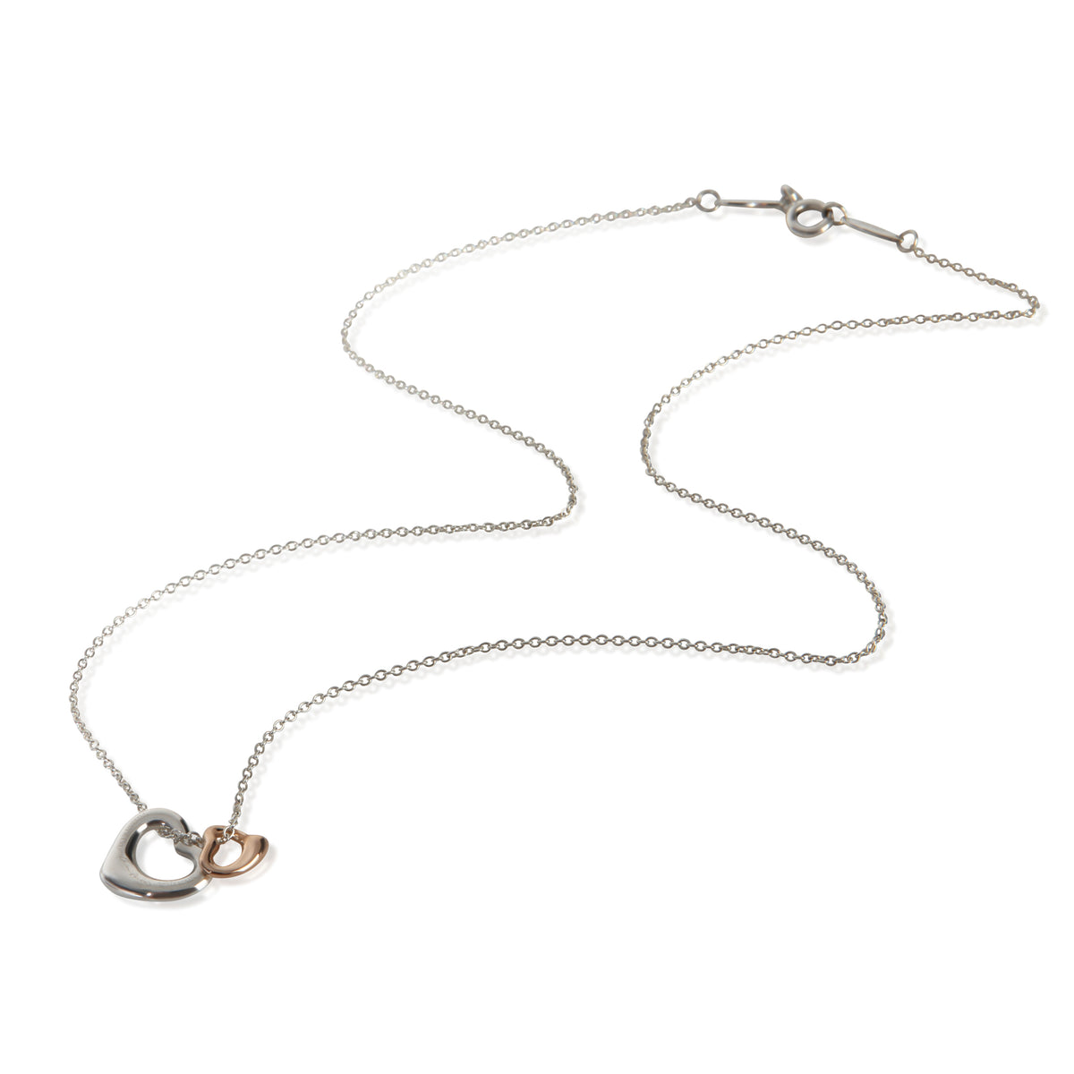 Tiffany & Co. Rose Gold & Sterling Silver  Elsa Peretti Open Heart Pendant pv