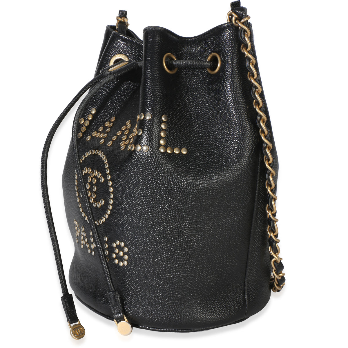 Chanel Black Caviar Studded Deauville Drawstring Bucket Handbag Handbag 2