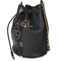 Chanel Black Caviar Studded Deauville Drawstring Bucket Handbag Handbag 2