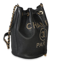 Chanel Black Caviar Studded Deauville Drawstring Bucket Handbag Handbag 3
