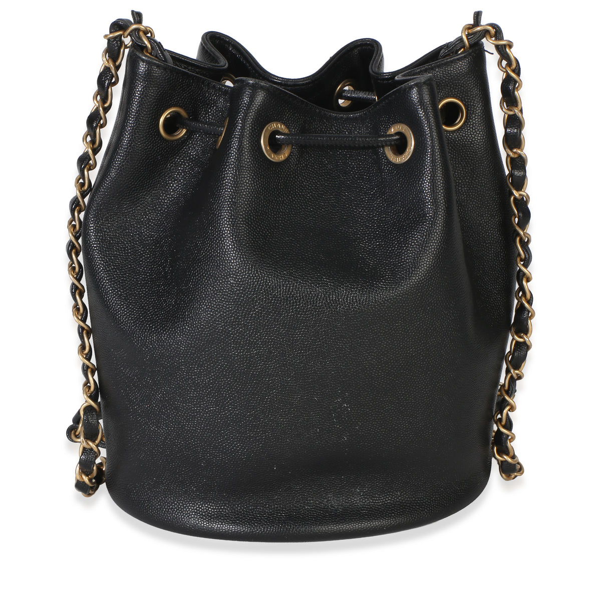 Chanel Black Caviar Studded Deauville Drawstring Bucket Handbag Handbag 4
