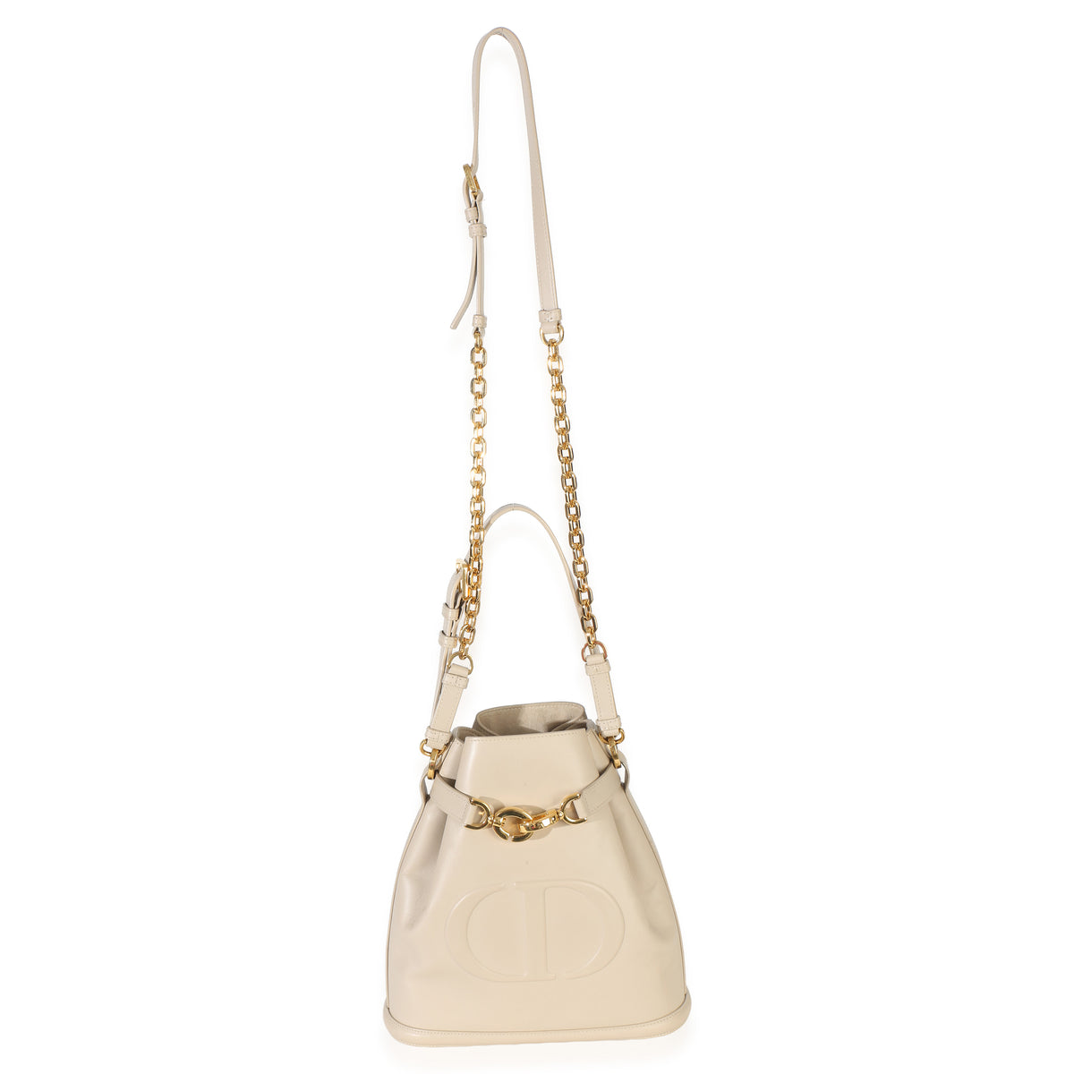 Christian Dior Beige Calfskin CD Embossed Medium C'est Bucket Bag Handbag 8
