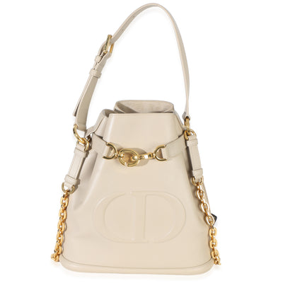 Christian Dior Beige Calfskin CD Embossed Medium C'est Bucket Bag Handbag fv