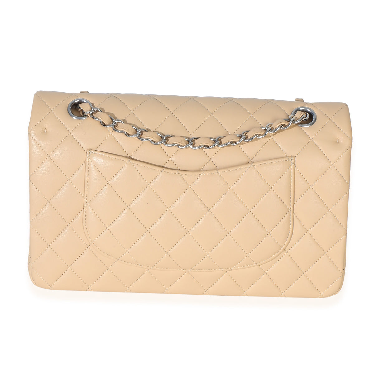 Chanel Beige Quilted Lambskin Medium Classic Double Flap Bag Handbag 3