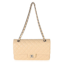 Chanel Beige Quilted Lambskin Medium Classic Double Flap Bag Handbag 7
