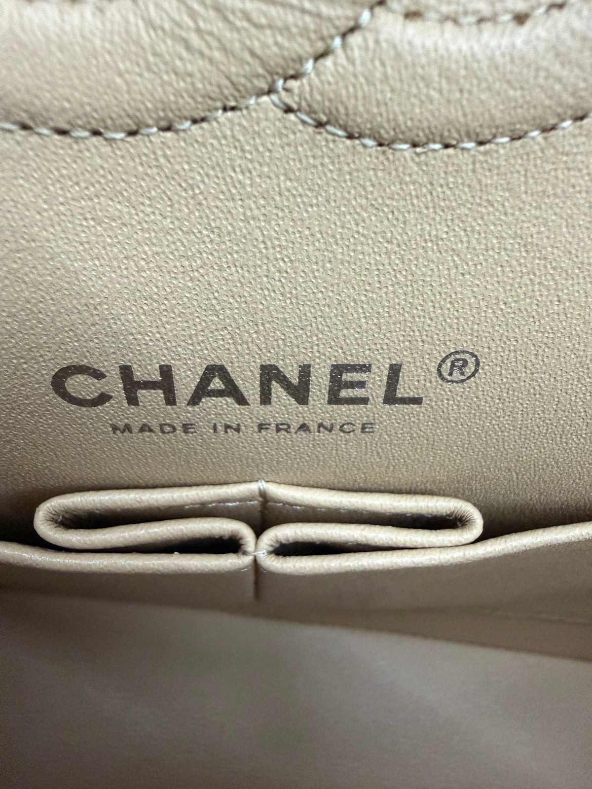 Chanel Beige Quilted Lambskin Medium Classic Double Flap Bag Handbag ad1