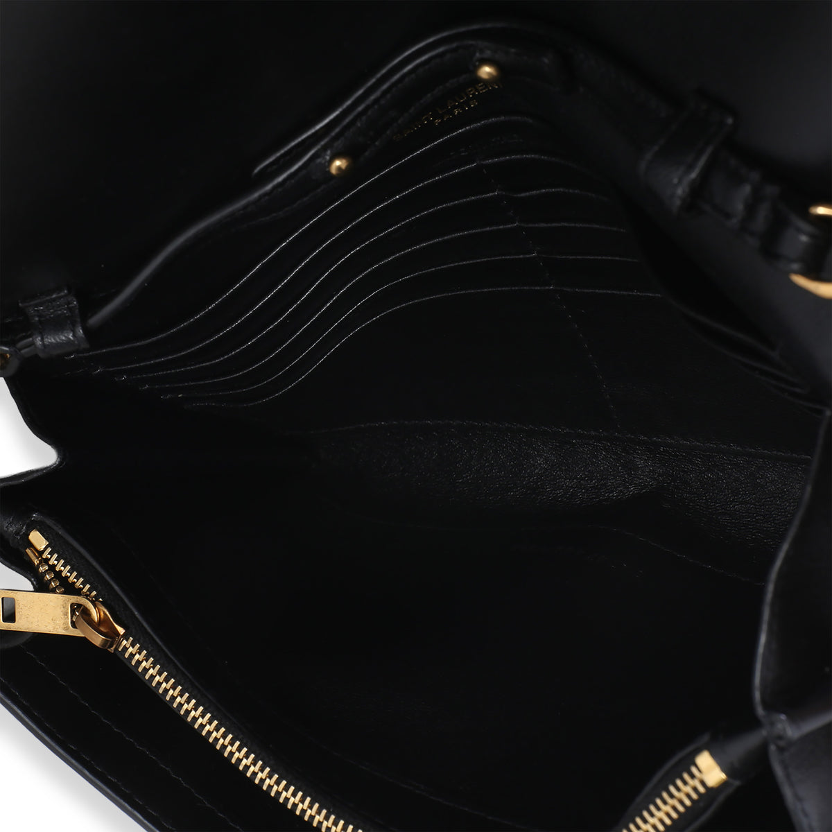 Saint Laurent Black Lambskin Tri Metal Kate Wallet On Chain Bag Handbag 9