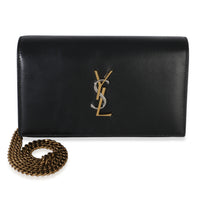 Saint Laurent Black Lambskin Tri Metal Kate Wallet On Chain Bag Handbag fv