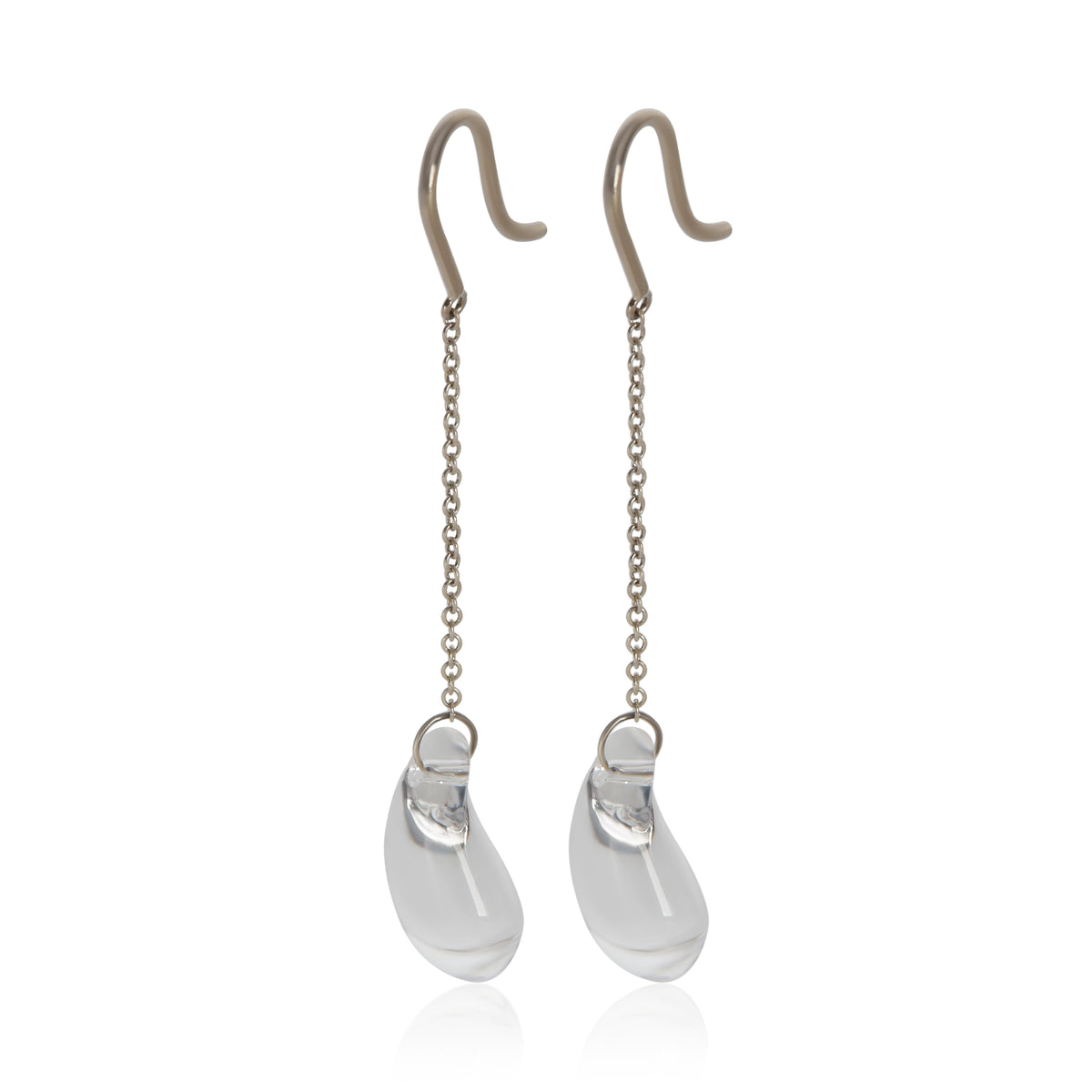 Tiffany & Co. Sterling Silver Elsa Peretti Teardrop Quartz Drop Earrings sv