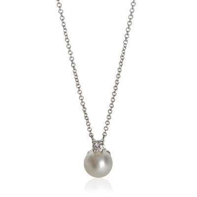 Tiffany & Co. White Gold Pearl and Diamond Signature Pendant fv
