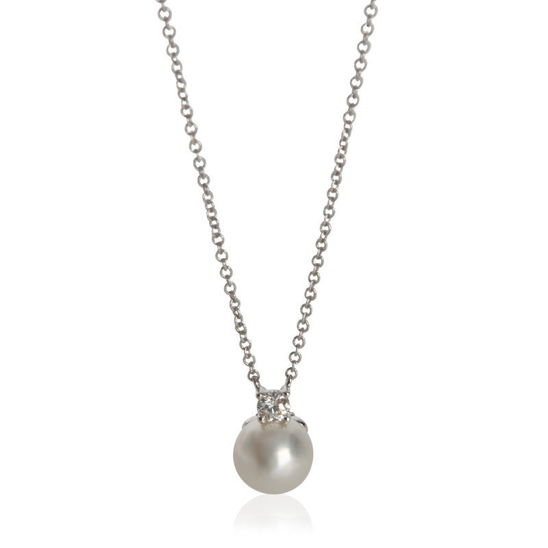Tiffany & Co. White Gold Pearl and Diamond Signature Pendant fv