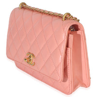 Chanel Iridescent Pink Quilted Lambskin CC Wallet On Chain Handbag 2