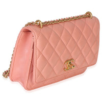 Chanel Iridescent Pink Quilted Lambskin CC Wallet On Chain Handbag 3