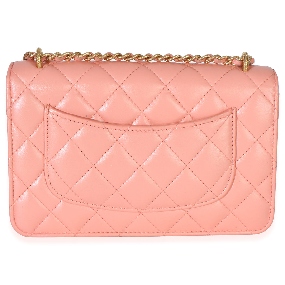 Chanel Iridescent Pink Quilted Lambskin CC Wallet On Chain Handbag 4