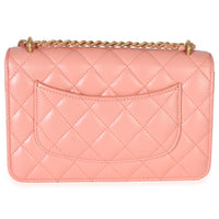 Chanel Iridescent Pink Quilted Lambskin CC Wallet On Chain Handbag 4