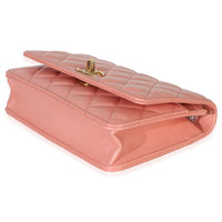 Chanel Iridescent Pink Quilted Lambskin CC Wallet On Chain Handbag 6