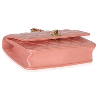Chanel Iridescent Pink Quilted Lambskin CC Wallet On Chain Handbag 7