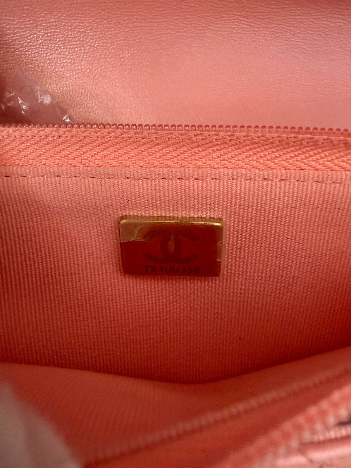 Chanel Iridescent Pink Quilted Lambskin CC Wallet On Chain Handbag