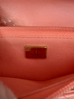 Chanel Iridescent Pink Quilted Lambskin CC Wallet On Chain Handbag