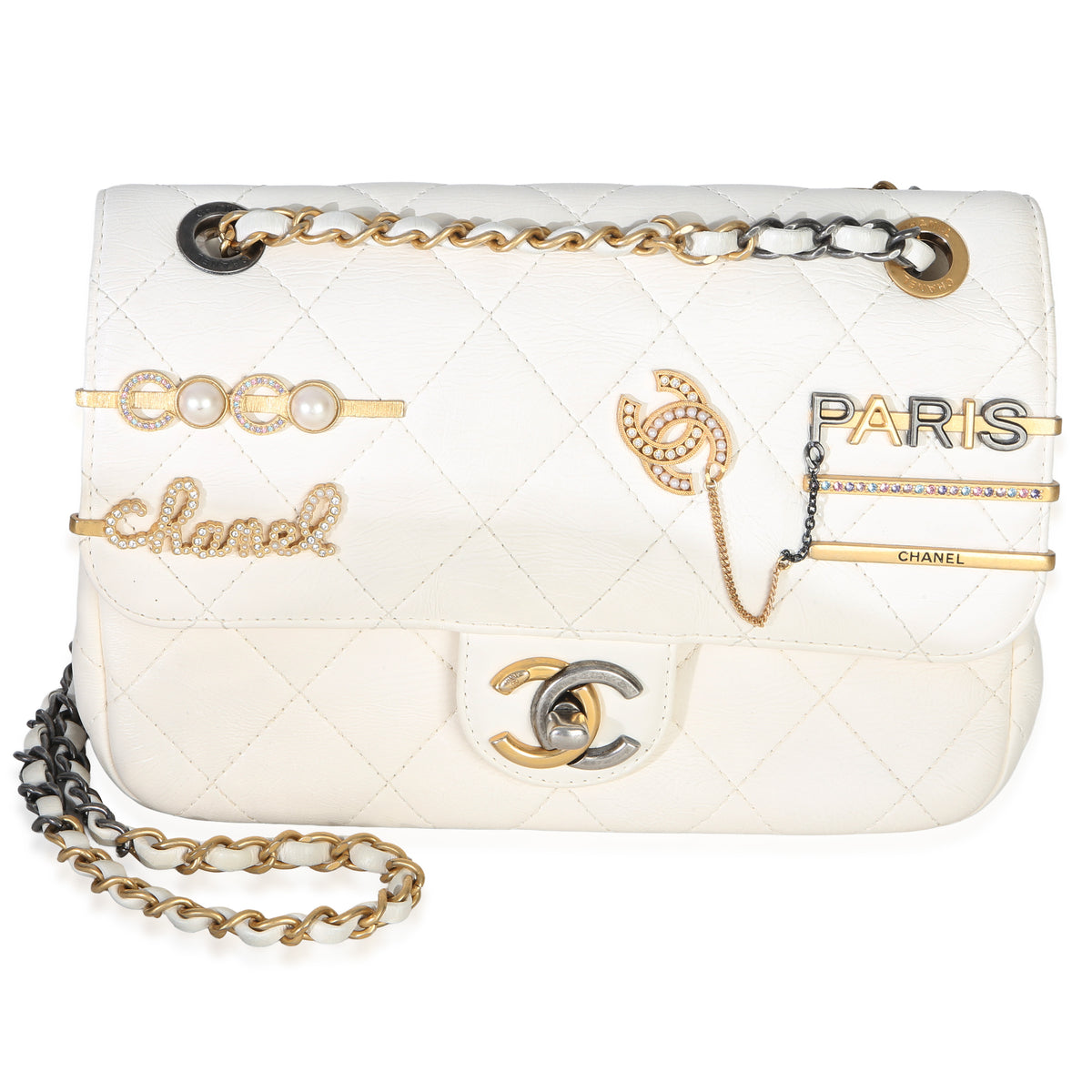 Chanel White Quilted Lambskin Small Coco Clips Flap Bag Handbag id
