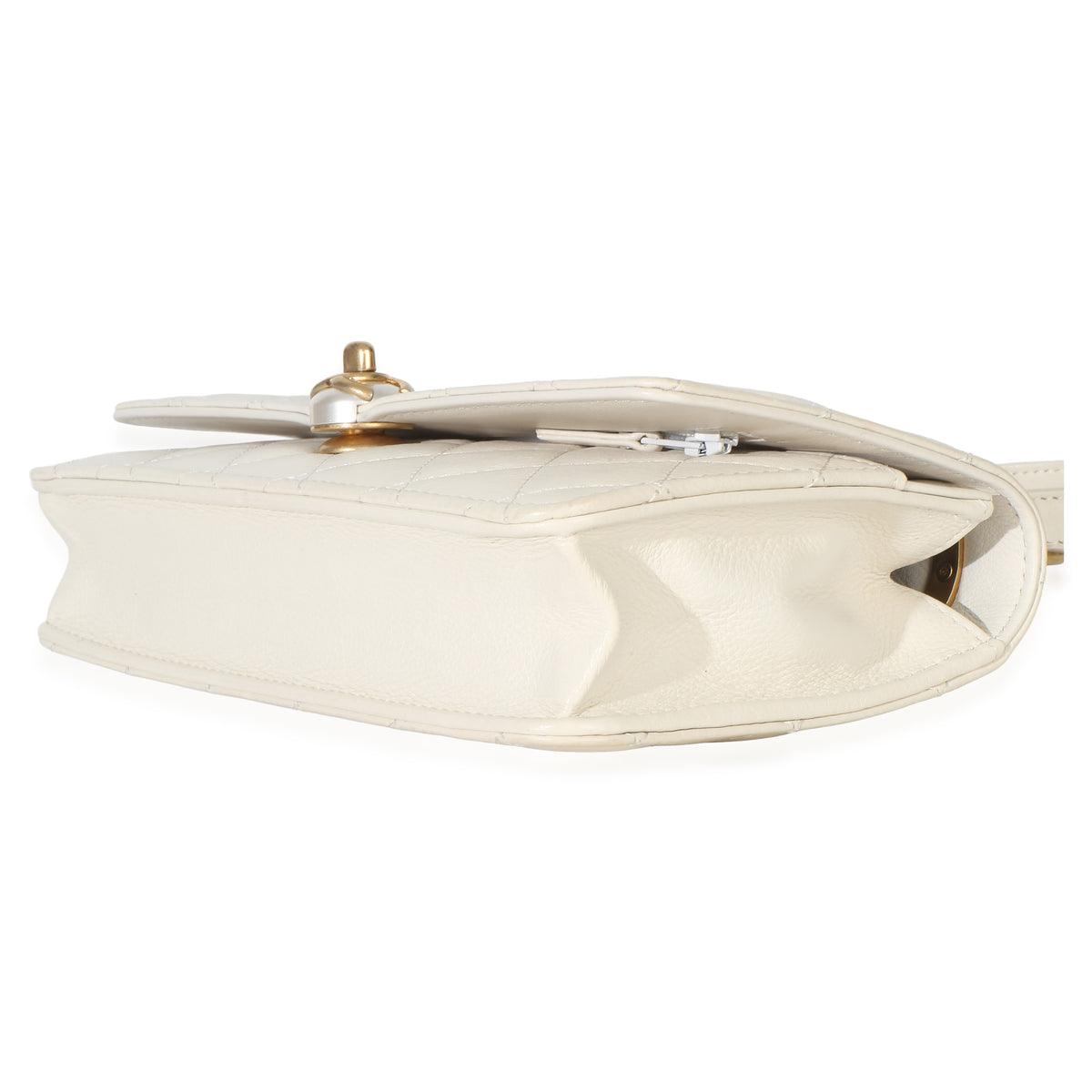 Chanel White Quilted Calfskin Pearl CC Wallet On Chain Handbag 6