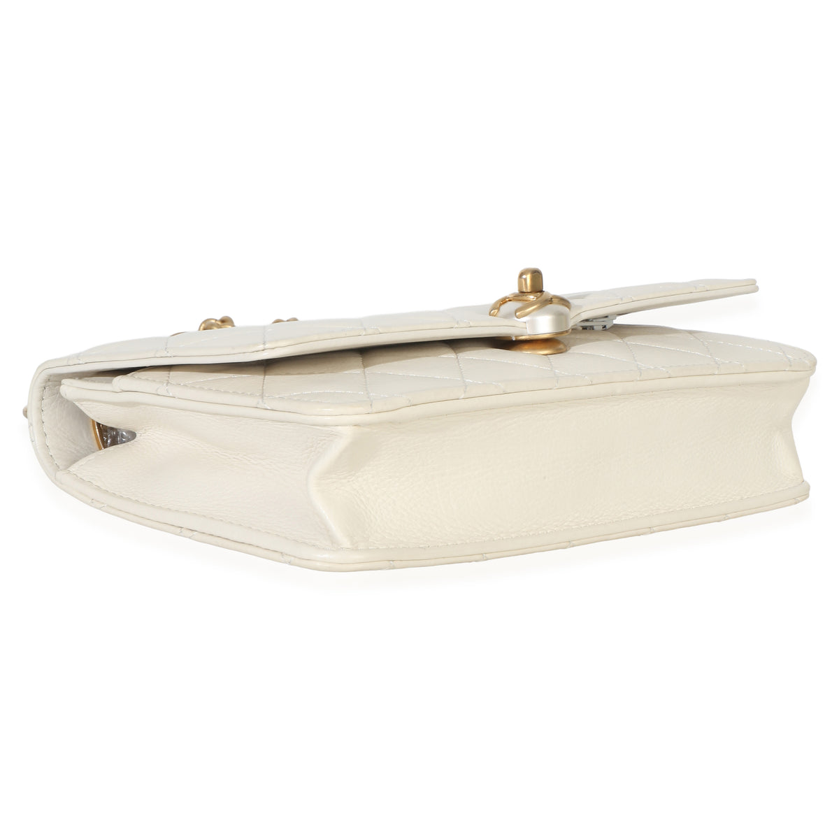 Chanel White Quilted Calfskin Pearl CC Wallet On Chain Handbag 7