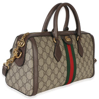 Gucci Beige GG Supreme Monogram Canvas Web Medium Ophidia Boston Bag Handbag 3