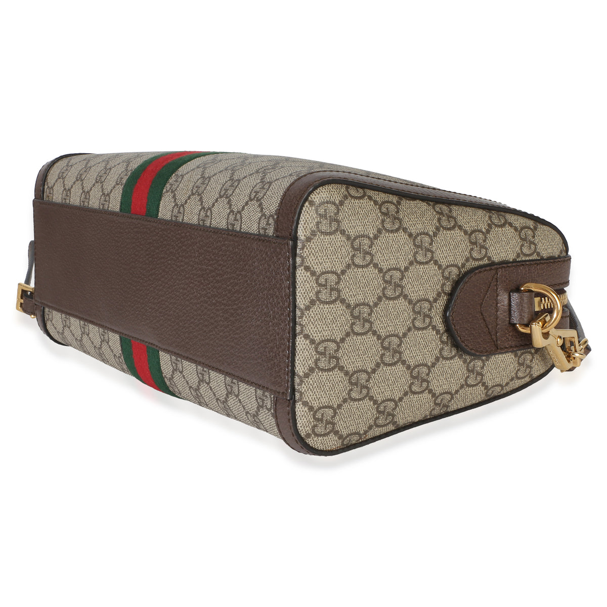 Gucci Beige GG Supreme Monogram Canvas Web Medium Ophidia Boston Bag Handbag 6