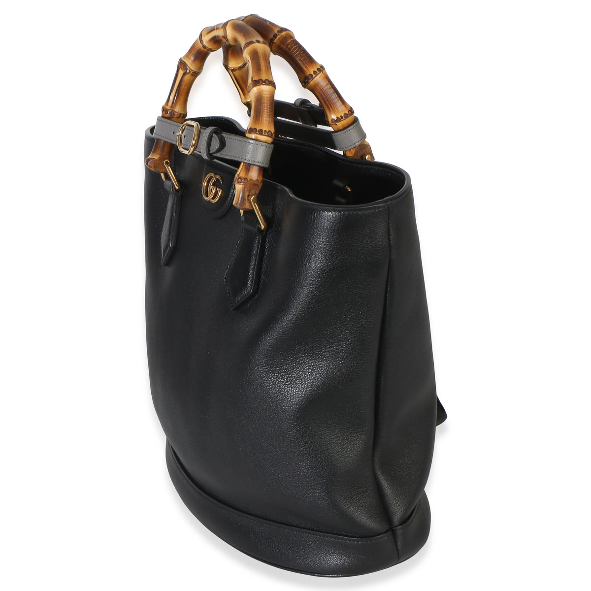 Gucci Black Dollar Calfskin GG Diana Medium Bamboo Handle Tote Handbag 2