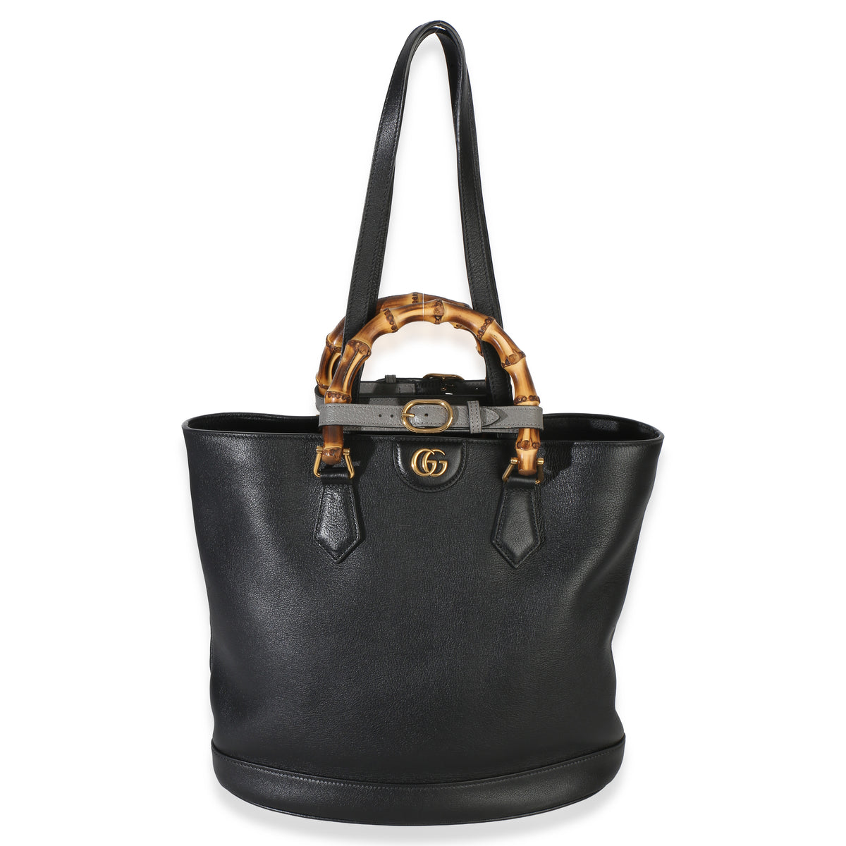 Gucci Black Dollar Calfskin GG Diana Medium Bamboo Handle Tote Handbag 8