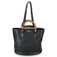 Gucci Black Dollar Calfskin GG Diana Medium Bamboo Handle Tote Handbag 8