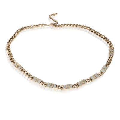 Chanel Gold Plated  2021 Strass Logo Belt fv