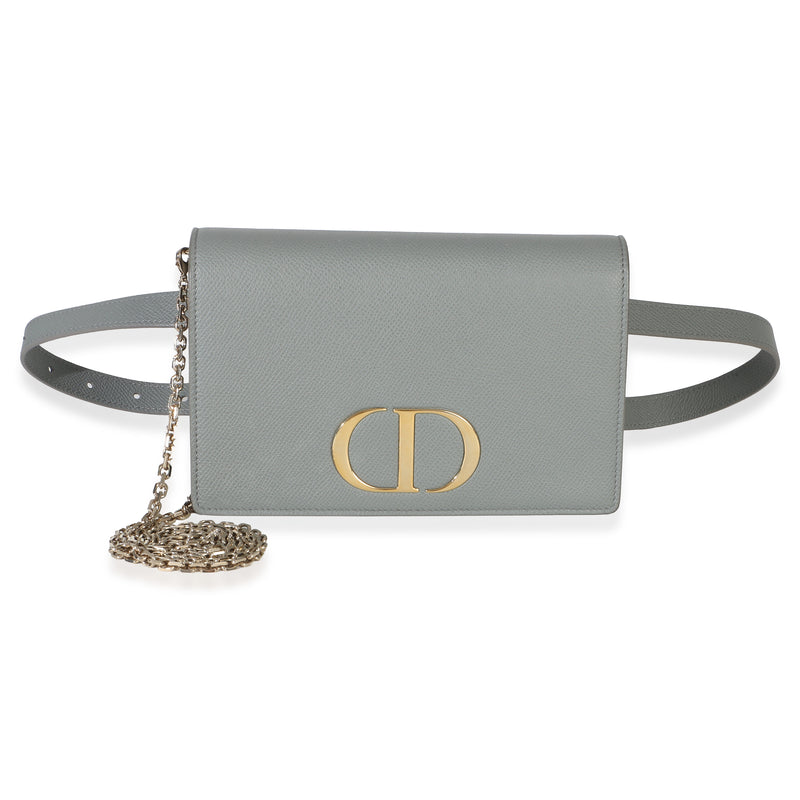 Christian Dior Blue Grained Calfskin 30 Montaigne 2 in 1 Pouch Handbag fv