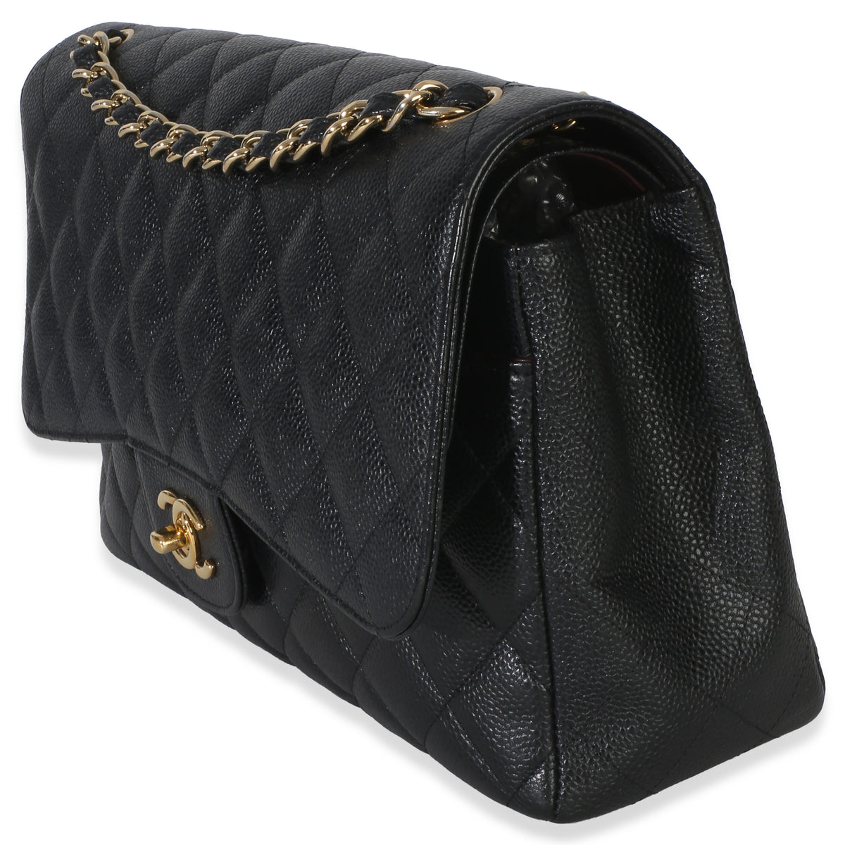 Chanel Black Quilted Caviar Jumbo Double Flap Handbag Handbag 2