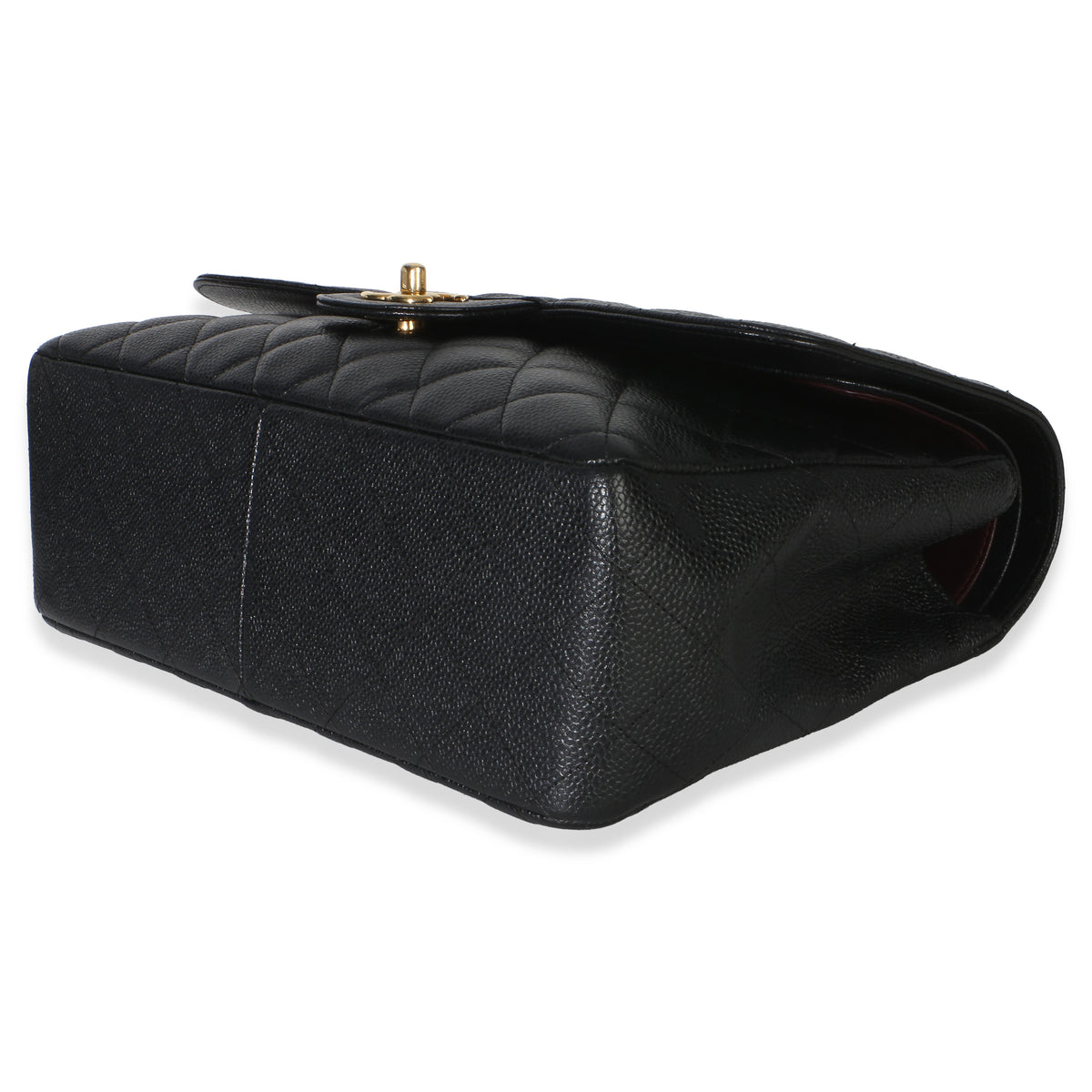 Chanel Black Quilted Caviar Jumbo Double Flap Handbag Handbag 6