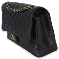 Chanel Black Quilted Caviar Jumbo Double Flap Handbag Handbag 2