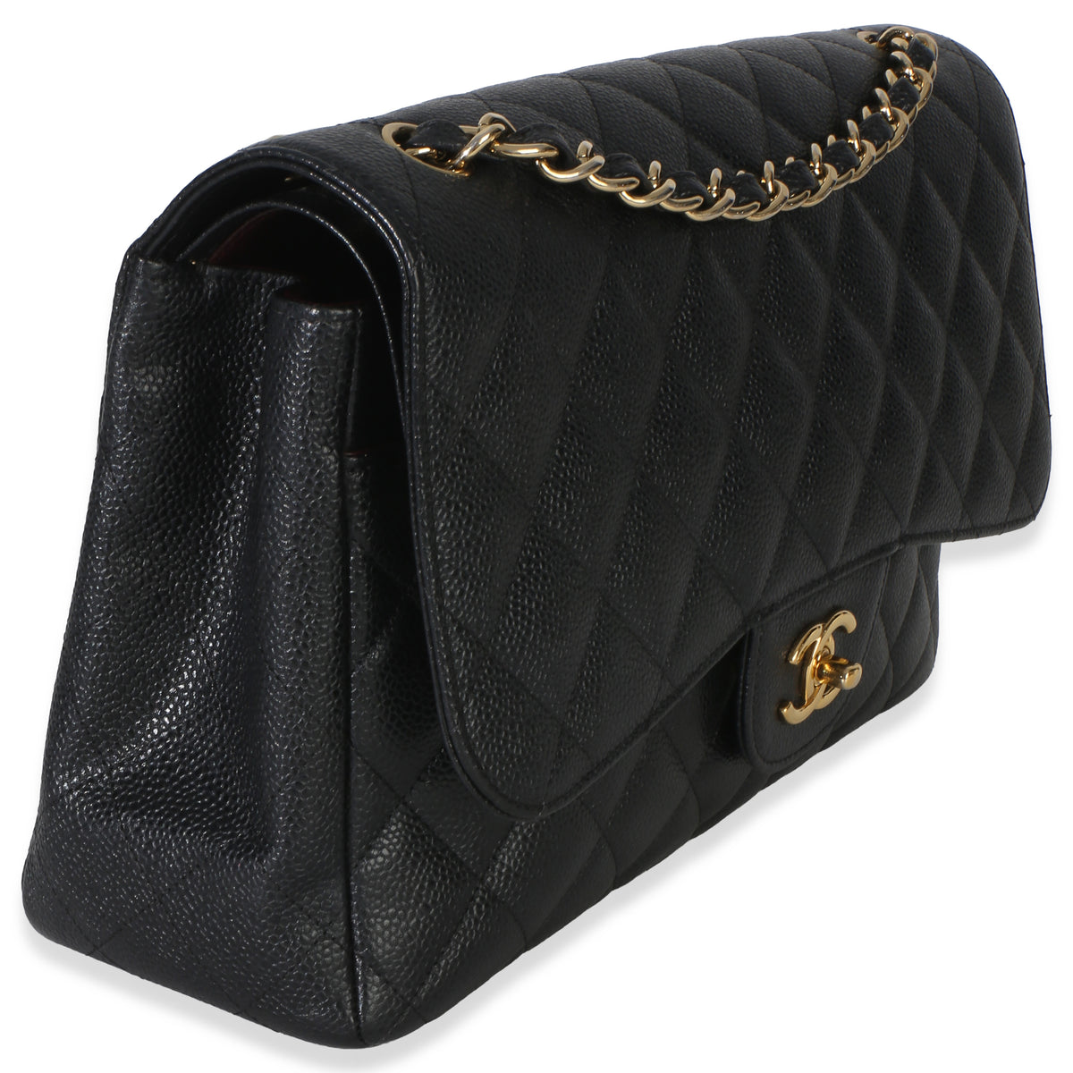 Chanel Black Quilted Caviar Jumbo Double Flap Handbag Handbag 3