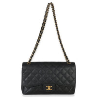 Chanel Black Quilted Caviar Jumbo Double Flap Handbag Handbag 8